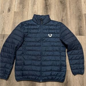 True Religion Men's Navy Quilted Puffer Jacket Men’s Size Medium